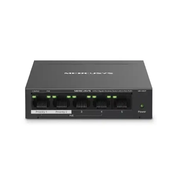 Svič 101001000 5-port Mercusys MS105GP4-Port PoE+