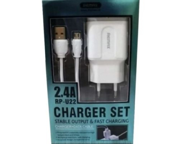 SET: Strujni FAST punjac 2,4A 2xUSB + iphone beli, 1m REMAX