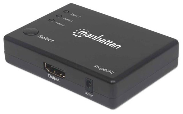 INT MH Compact 3-Port HDMI Switch, 4K@60Hz,Black 207676