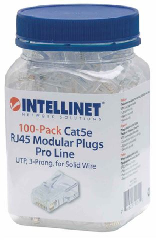 Intellinet konektor Cat5e RJ45, UTP,100 komada, 3-prongs