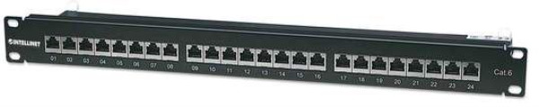 Intellinet Cat6 Shielded Patch Panel, 24-Port, FTP, Black 720038