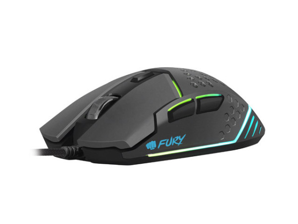 FURY BATTLER, Optical Mouse 500-6400 DPI, Maximum acceleration 12 G, RGB LED, 6 Buttons, USB, Black, Cable 1,55 m ( NFU-1654 ) 