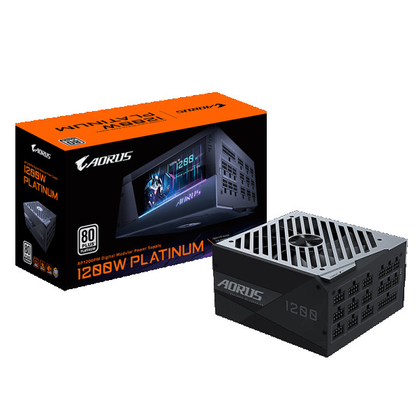 AORUS 1200W, 80 PLUS Platinum certified, Digital LCD monitor, 100% Japanese capacitors, 140mm smart double ball bearing  ( GP-AP1200PM EU ) 