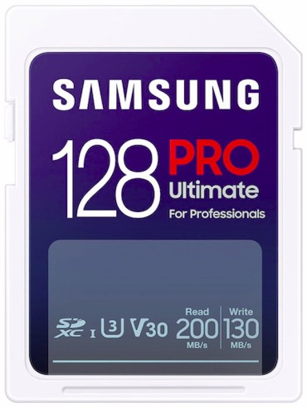 SD Card 128GB, PRO Ultimate, SDXC, UHS-I U3 V30, Read up to 200MB/s, Write up to 130 MB/s, for 4K and FullHD video recor ( MB-SY128S/WW ) 