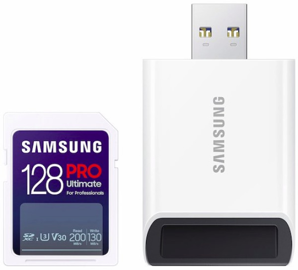 SD Card 128GB, PRO Ultimate, SDXC, UHS-I U3 V30, Read up to 200MB/s, Write up to 130 MB/s, for 4K and FullHD video recor ( MB-SY128SB/WW ) 
