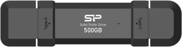 Portable Stick-Type SSD 500GB, DS72, USB 3.2 Gen 2 Type-C/Type-A, Read up to 1050MB/s, Write up to 850MB/s, Black ( SP500GBUC3S72V1K ) 