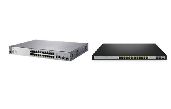 FS L2+ S2805S-24TF-P, PoE 370W + HPE Aruba 2530-24-PoE+ RMKT