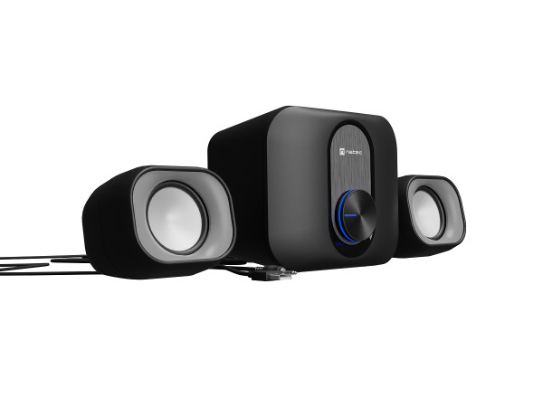 PUG, Stereo Speakers 2.1, 11W RMS (Subwoofer 5W, Satellites 6W), USB power, 3.5mm Connector, Black ( NGL-2111 ) 