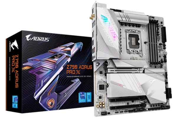LGA1700, Z790 Chipset, 4x DDR5 XMP 3.0,  PCIe 5.0 x16 slot with 10X strength for graphics card, 5x M.2 slots, including  ( Z790 AORUS PRO X