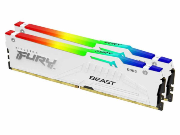 Memorija KINGSTON 64GB(2x32GB)DIMMDDR55200MHzCL40FURY Beast White RGB XMP' ( 'KF552C40BWAK2-64' ) 