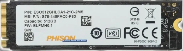 SSD M.2 NVMe 512GB PHISON - Bulk  2280