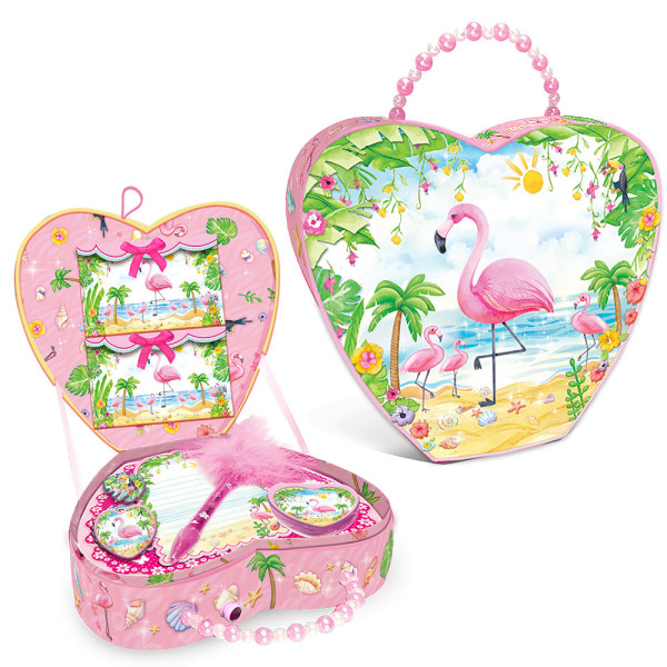 Kutija za odlaganje u obliku srca flamingo sa dodacima