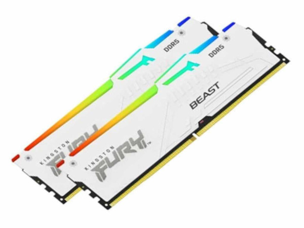 Memorija KINGSTON 32GB(2x16GB)DIMMDDR56800MHzCL34FURY Beast White RGB EXPO' ( 'KF568C34BWEAK2-32' ) 