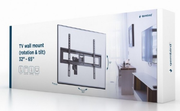 WM-65RT-01 Gembird TV nosac rotate/tilt 32-65 VESA max.60x40cm, max 35kg, drzac