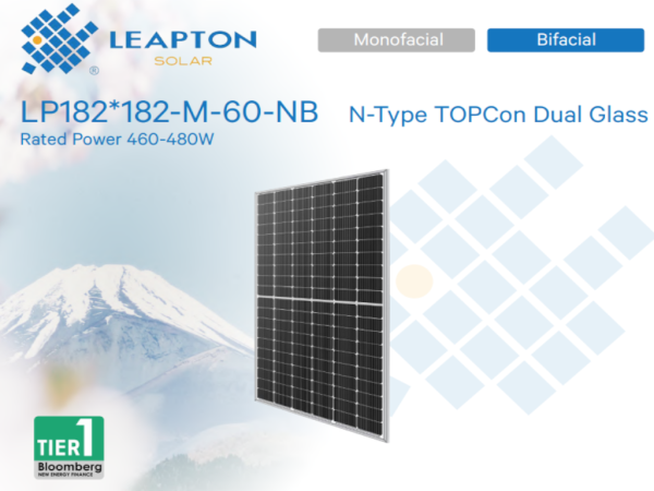 PV modul LEAPTON,480W,BF,N Tip,1200mm, silver frame' ( 'LP182182M60NB_SF' ) 