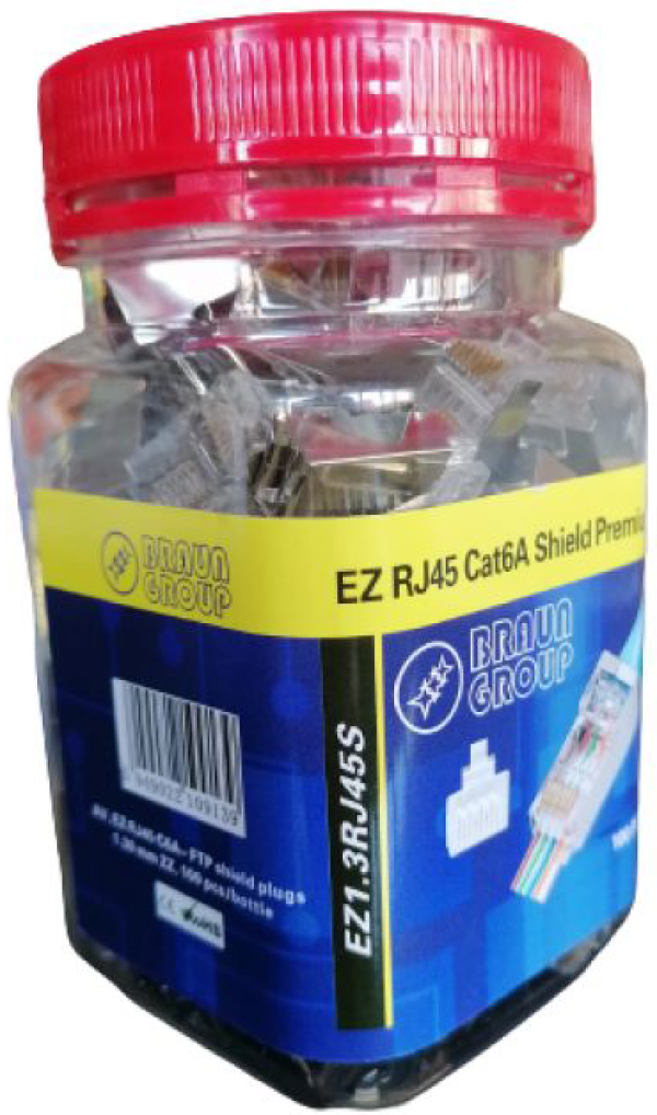Konektori pass through, FTP Shield, RJ45, cat6A - pakovanje 100kom