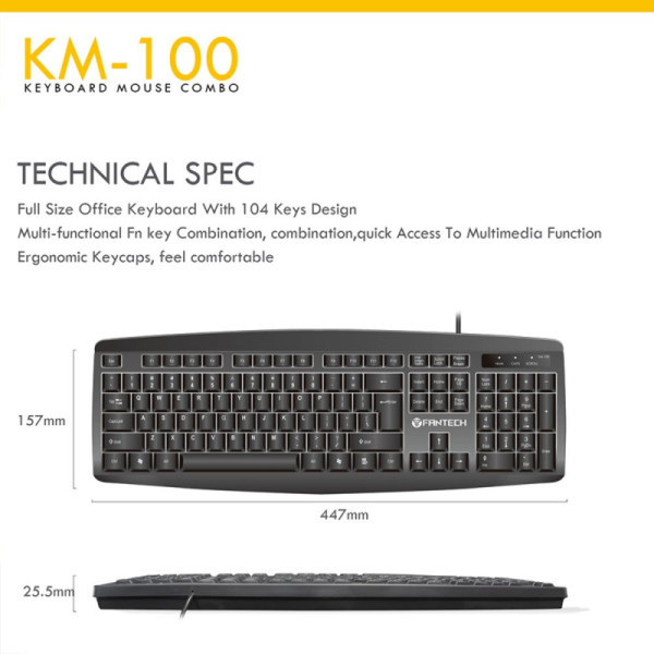 Tastatura + Mis USB Logitech Fantech GO KM-100 US crna