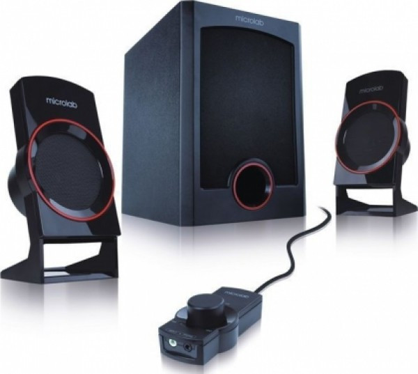 Microlab M-111 Aktivni drveni zvucnici 2.1  12W RMS(6W, 2x3W) daljinski, 3.5mm