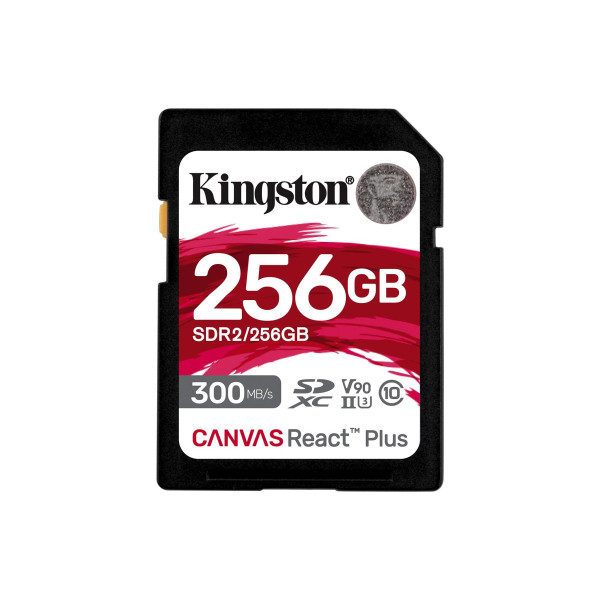 SD Card 256GB, Canvas React Plus Professional, SDXC Class10 UHS-II U3 V90, Up to 300MB/s read and 260MB/s write, for Ful ( SDR2/256GB ) 