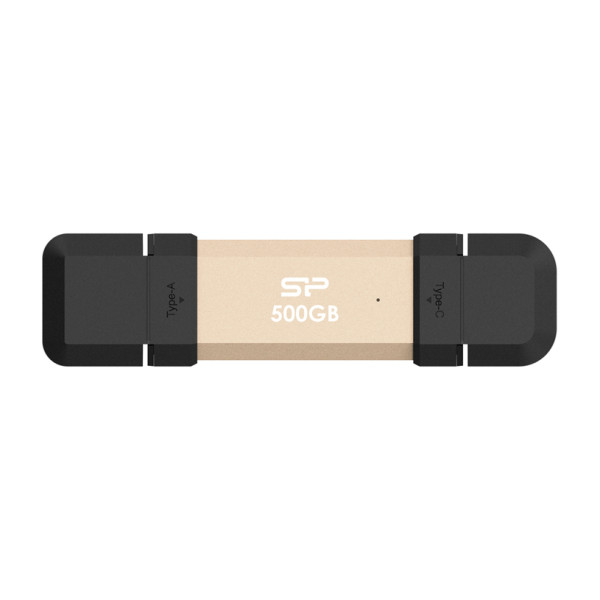 Portable Stick-Type SSD 500GB, DS72, USB 3.2 Gen 2 Type-C/Type-A, Read up to 1050MB/s, Write up to 850MB/s, Gold ( SP500GBUC3S72VPG ) 