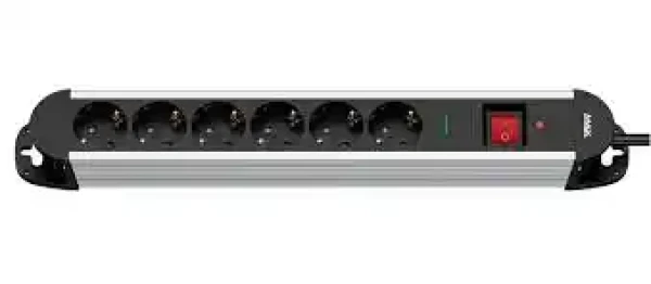 Produžni kabl sa prenaponskom zaštitom sa 6 utičnica MAX MPS-606SOB-5Maluminijumsko kučište5m