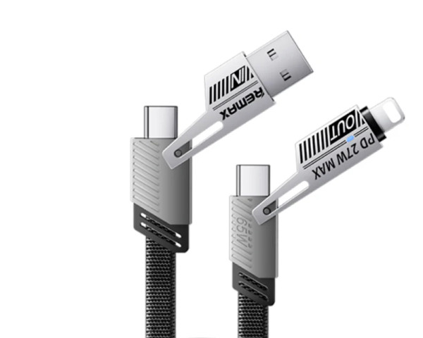 REMAX RC-C189  USB A+C na USB C+Lightning 2u2 65W 1m data kabl crni