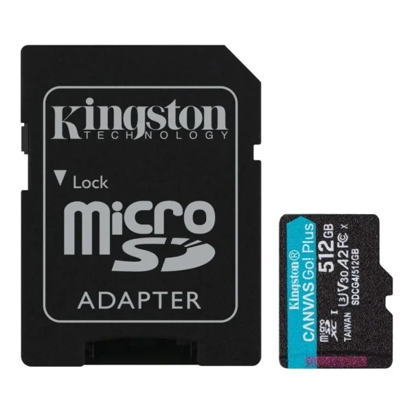 Micro SD Card 512GB Kingston+SD adapter SDCG4512GB -  200160 MBs