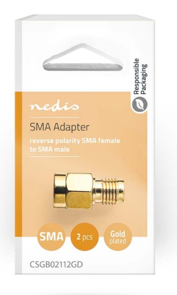 CSGB02112GD SMA Adapter zenski Reverse Polarity na SMA muski, 50 Ohm (pakovanje i cena je za 2kom)