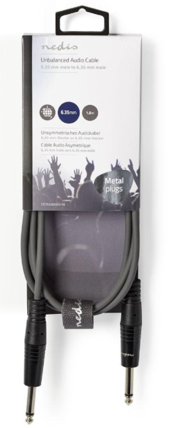 COTH23000GY15 Mono audio kabl, 6.35 mm Muski na 6.35 mm Muski, Nickel Plated, 1.50 m, Okrugli, PVC