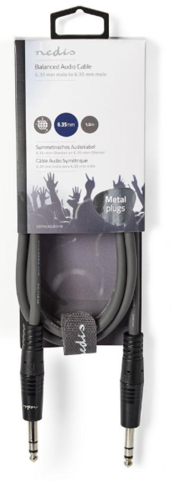 COTH23020GY15 Stereo audio kabl, 6.35 mm Muski na 6.35 mm Muski, Nickel Plated, 1.50 m, Okrugli, PVC