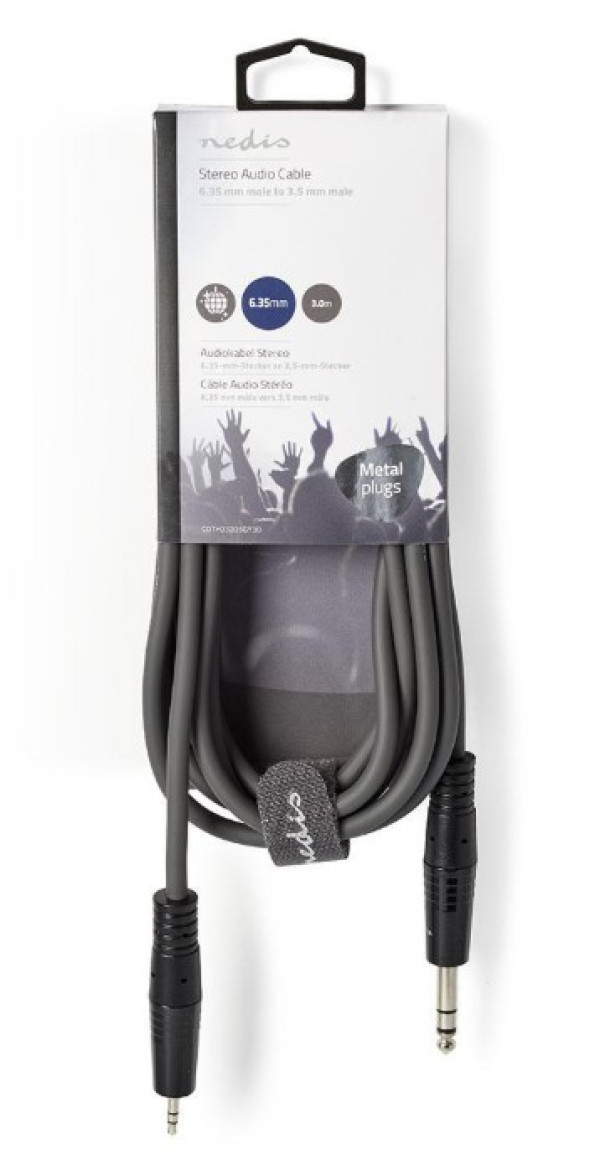 COTH23205GY30 Stereo Audio Cable 6.35mm muski na 3.5mm muski, 3m, Dark Grey