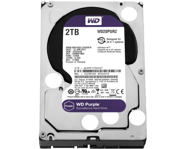 WD 2TB 3.5 inča SATA III 64MB IntelliPower WD20PURZ Purple outlet