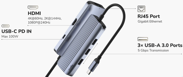 Cudy UH606 6-In-1 USB-C Hub with Gigabit Ethernet Port