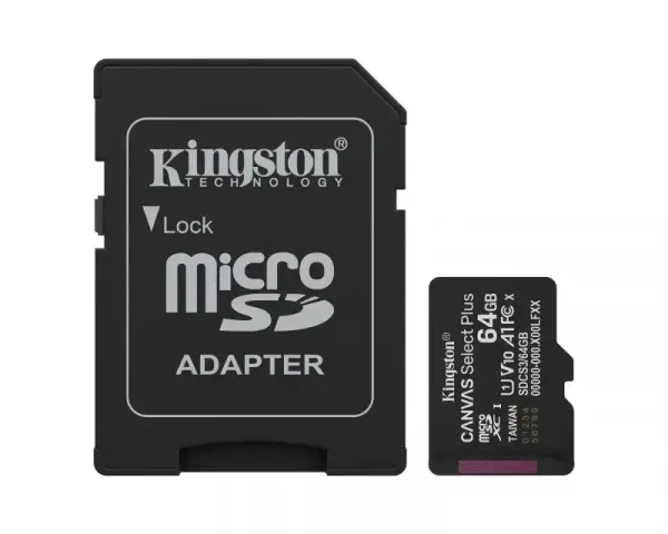 Micro SD Card 64GB Kingston + SD adapter SDCS364GB class 10