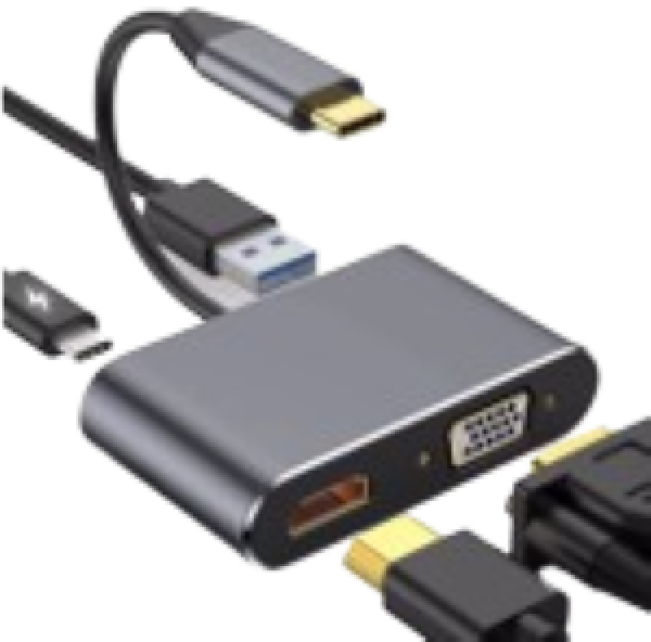 Adapter Stars Solutions USB-C na HDMIVGAUSBPD sivi