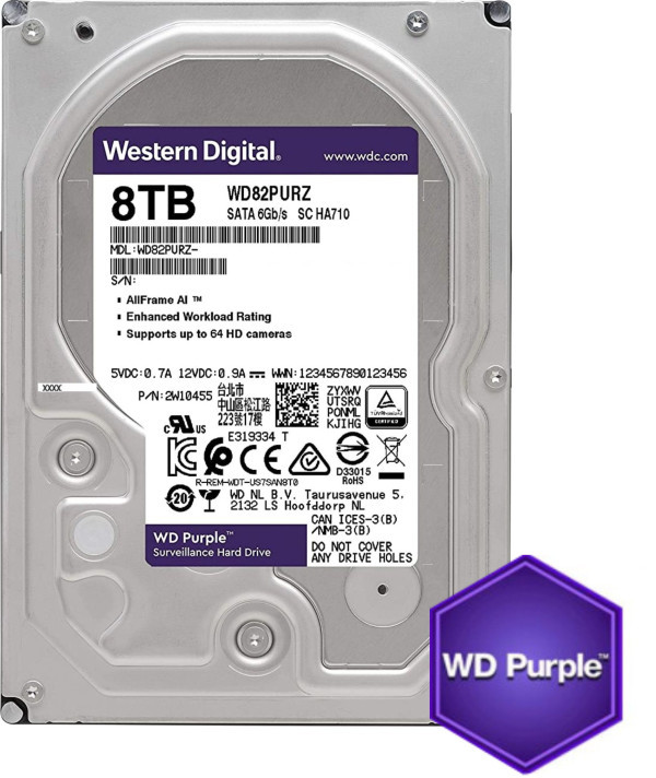 HDD 3.5 8TB WD85PURZ WD Purple 24/7 5400RPM 256MB SATA3
