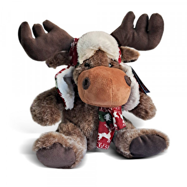 Plišani braon los sa kapom i šalom 20cm                     