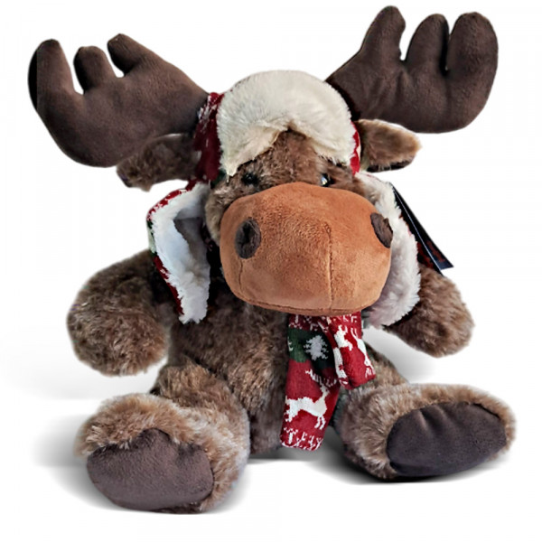 Plišani braon los sa kapom i šalom 25cm                     