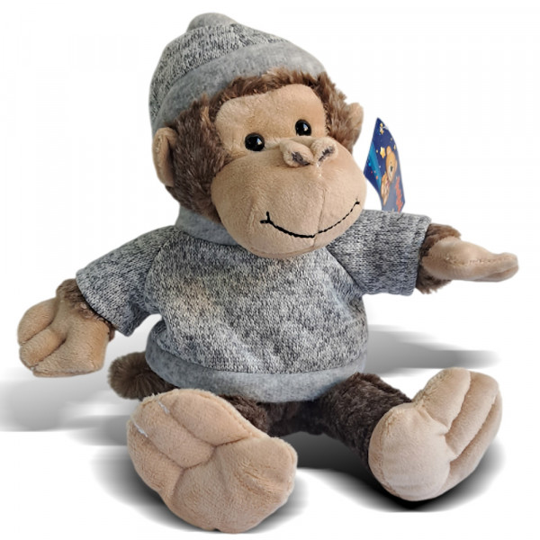 Plišani braon majmun sa kapom i džemperom   