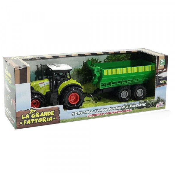 Traktor sa zelenom prikolicom