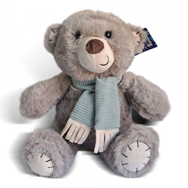 Plišani braon meda sa zelenim šalom 22cm             