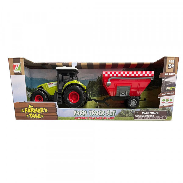 Traktor sa crvenom prikolicom