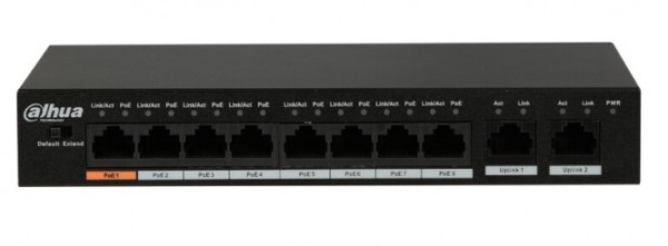 DAHUA SWITCH PFS3010-8ET-96 10/100 RJ45 ports, POE SWITCH 8 kanala
