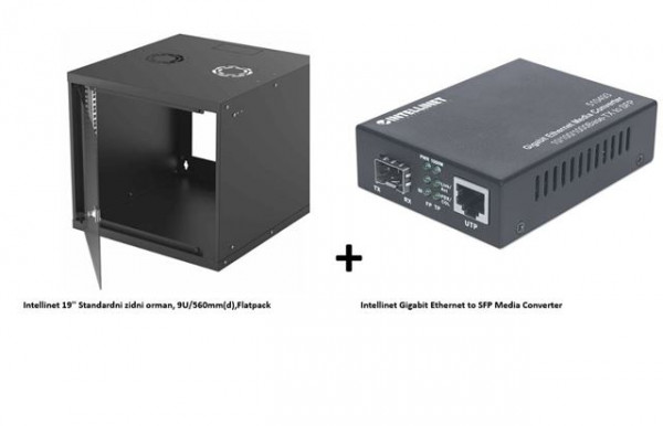 Intellinet 19 zidni orman,9U560mm(d)+PDU+Media Convert.