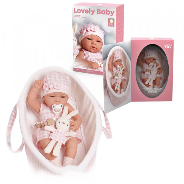 Lutka Lovely Baby 38cm u nosiljci roze
