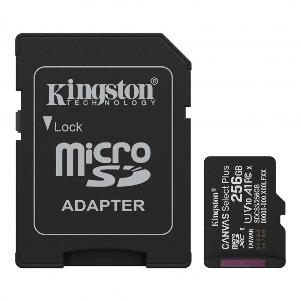 MicroSD 256GB, Canvas Select Plus, Class 10 UHS-I U1 V10 A1, Read up to 150MB/s, w/SD adapter ( SDCS3/256GB ) 