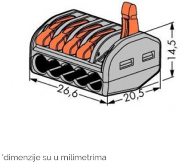 Bezvijacna spojnica vodova 5P 0.08-2.5mm2 (pakovanje 10kom)