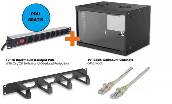 Intellinet 19 Zidni orman 9U560mm+PDU+Panel + Patch cable