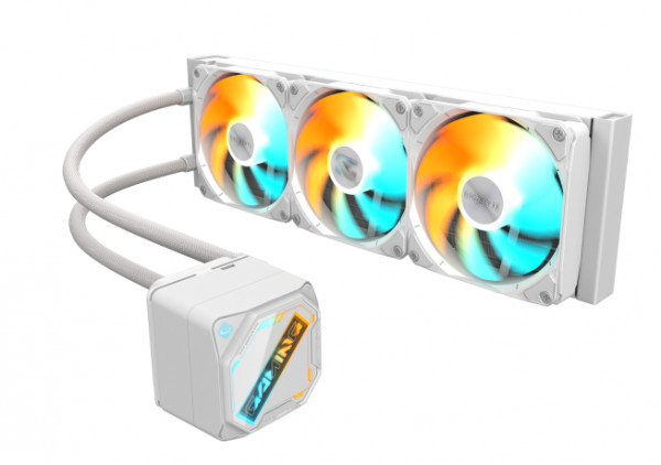 GAMING 360 ICE, DIY-friendly fans with slide-lock and DAISY-CHAIN, The ARGB fan lighting can be synchronized with other  ( GP-GIGABYTE GME 