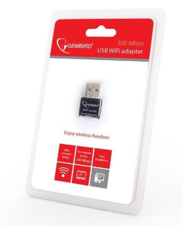 WNP-UA-005 * Mini USB wireless adapter 300N, RF pwr < 18dBm (519)